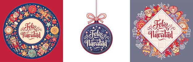 Christmas greeting card Feliz Navidad. Spanish holiday