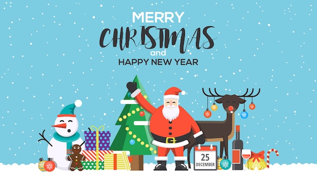 Christmas Greeting card flat design 2