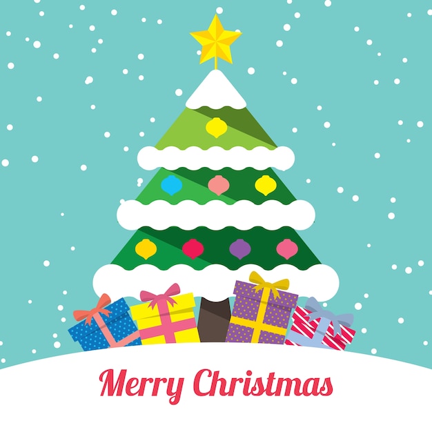 Christmas greeting card in flat style illustration