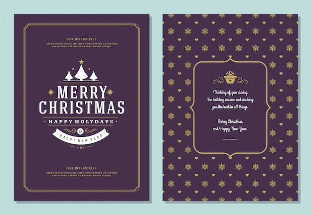 Christmas greeting card template with decoration label 