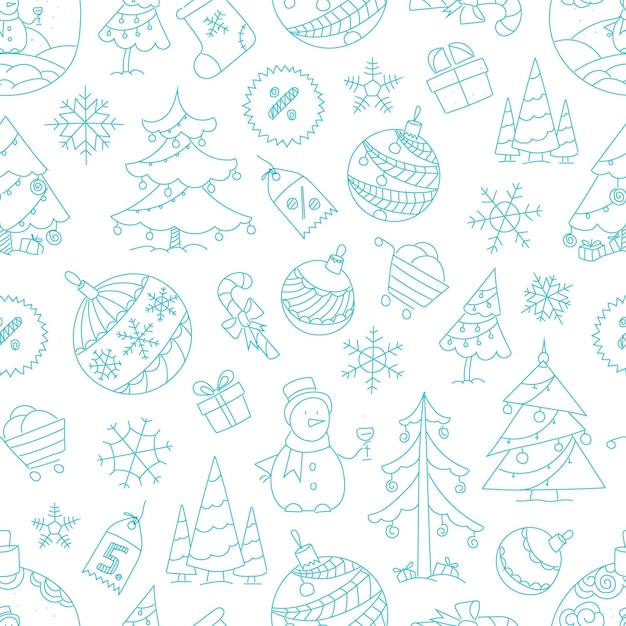 Christmas greeting card vector seamless pattern. Merry Christmas and Happy New year