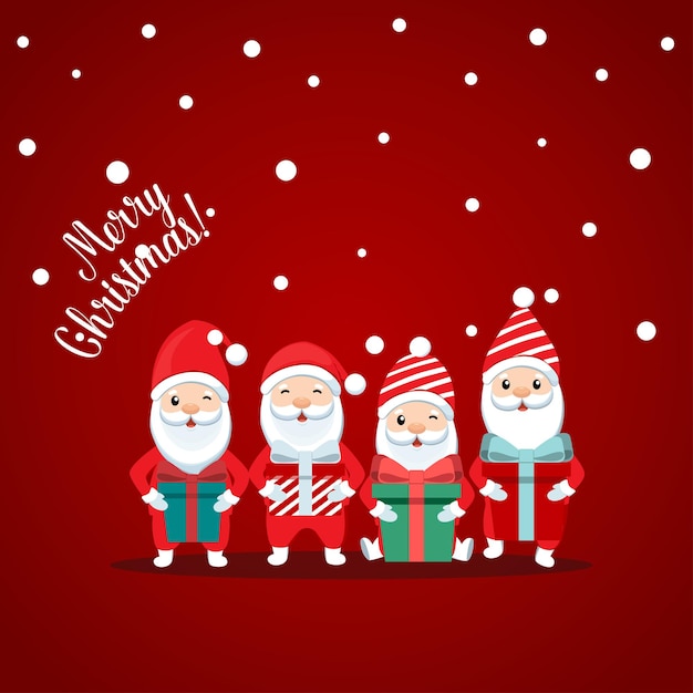 Christmas Greeting Card with Santa Claus. Vector illustration.