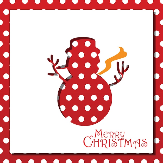 Christmas greeting card with snowman in paper cut style vector illustration