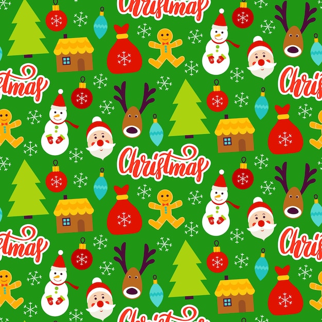 Christmas Greeting Seamless Pattern. Vector Illustration. Winter Holiday Background.