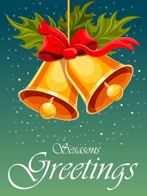 Christmas Greeting, Universal creative artistic template with Christmas bells