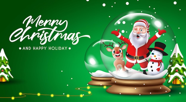 Christmas greeting vector background design Merry Christmas text with santa claus