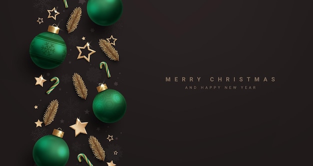 Christmas greeting vector design Merry christmas and happy new year text with elegant green and