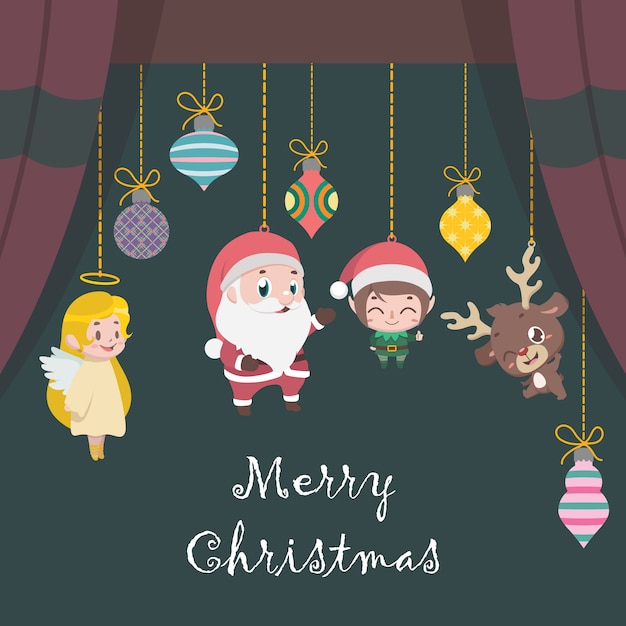 Christmas greeting with various characters