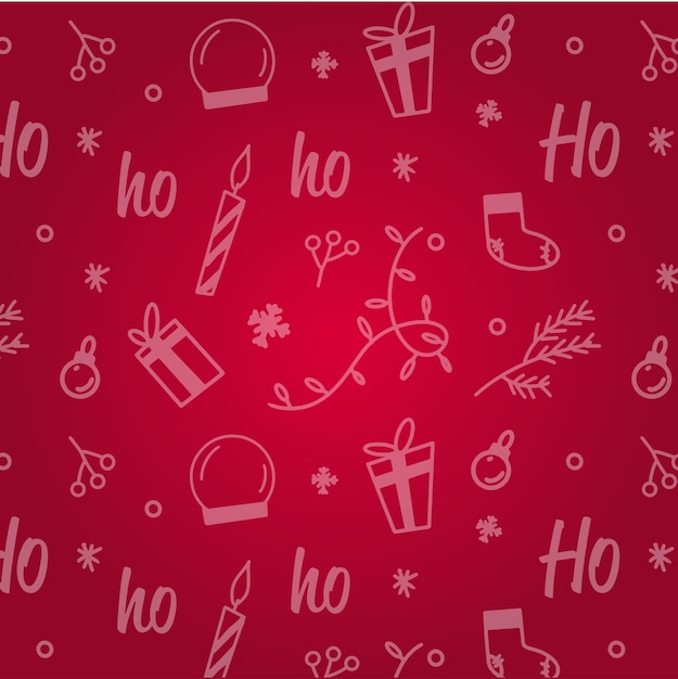 Christmas hand drawing pattern on red background