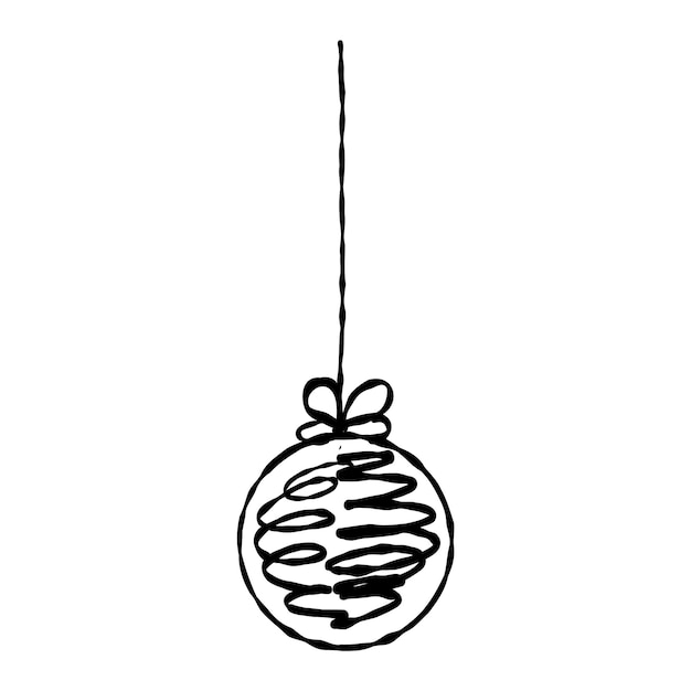 Christmas hand drawn ball doodle garland with holiday sketchy bauble