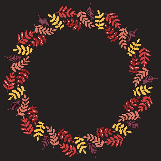 Christmas Hand Drawn Wreath Vector Layout with Copyspace.