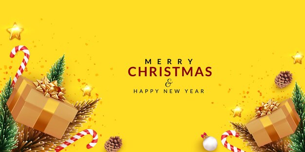 Christmas and happy new year banner template