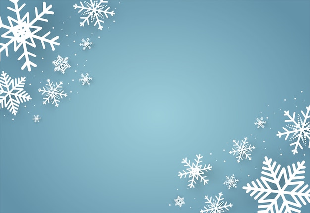 Christmas and happy new year blue vector background with snowflake