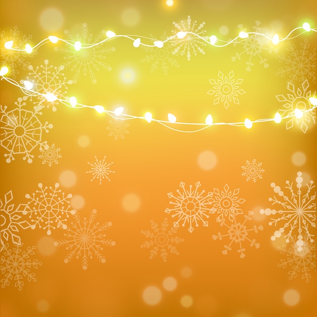 Christmas and happy new year gold  background with snowflake and New Year light stripe.