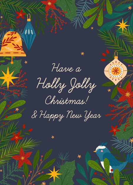 Christmas and Happy New Year greeting banner template