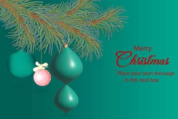 Christmas happy new year greeting card with green background