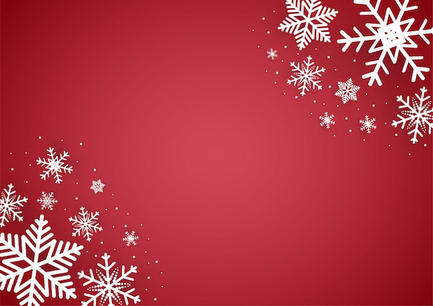 Christmas and happy new year red  background with snowflake