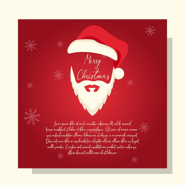 Christmas hat and Santa Claus white beard Merry Christmas card