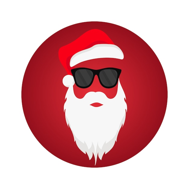 Christmas hat and Santa Claus white beard and sunglasses