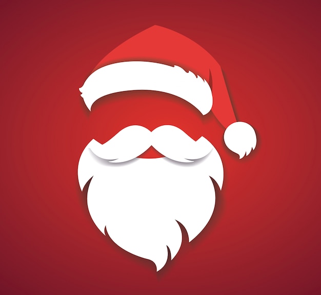 Christmas hat and santa white beard vector