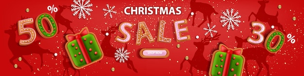 Christmas holiday sale banner vector xmas discount background winter promotional offer poster