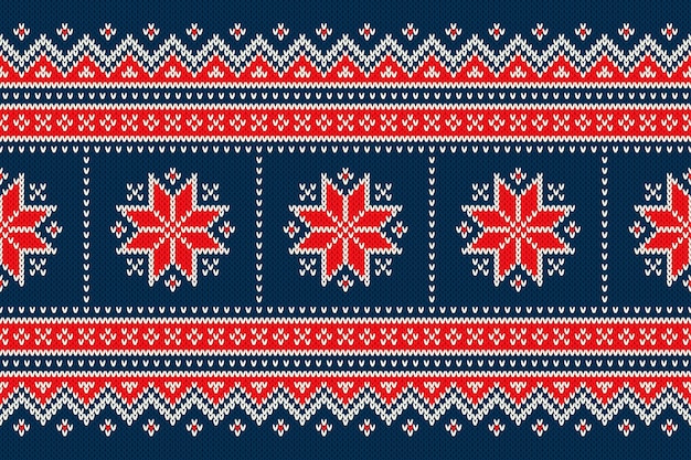 Christmas Holiday Seamless Knitted Pattern with Snowflakes