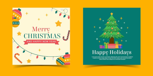 Christmas and holiday themed social media template design