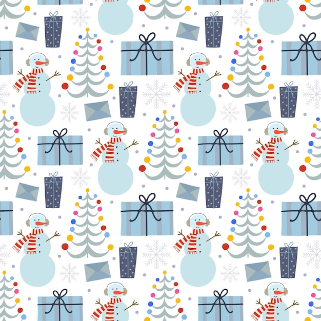 Christmas holiday vector seamless pattern in Scandinavian style flat illustration