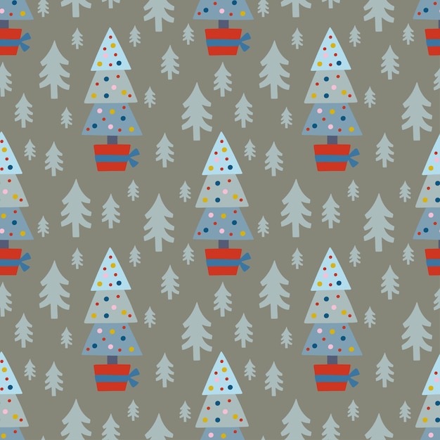 Christmas holiday vector seamless pattern in Scandinavian style flat illustration