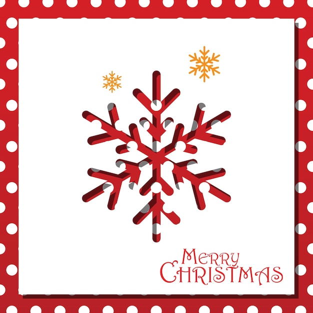 Christmas holiday with paper cut style snowflakes. red dotted background with greeting text, vector