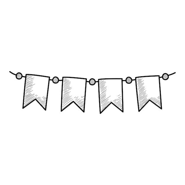 Christmas holidays flags wire icon. Hand drawn and outline illustration of Christmas holidays flags wire vector icon for web design