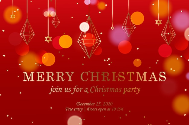 Christmas horizontal web banner with pink gold crystal decor