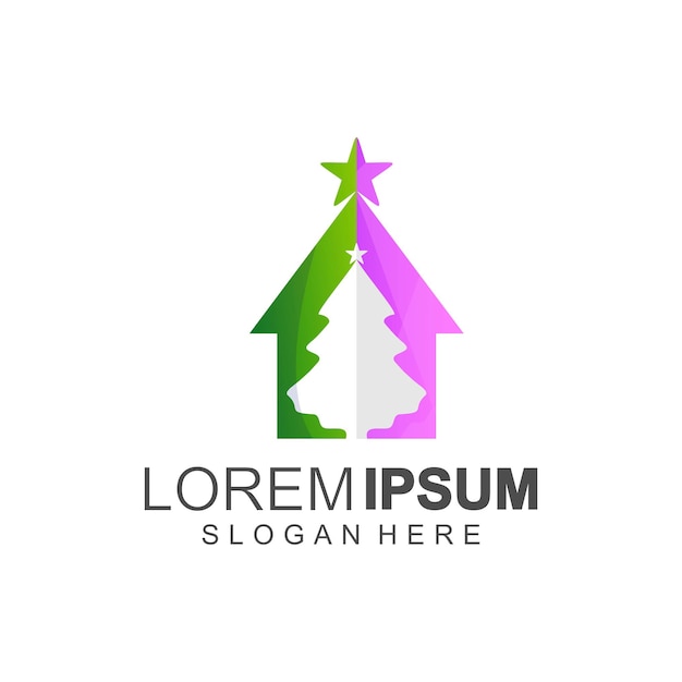 Christmas house logo designs color