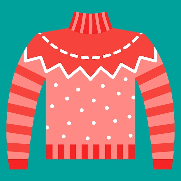 Christmas icon Happy new year holiday and Merry Christmas Vector illustration red wool sweater icon