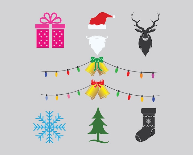 Christmas icon set decoration vector illustration