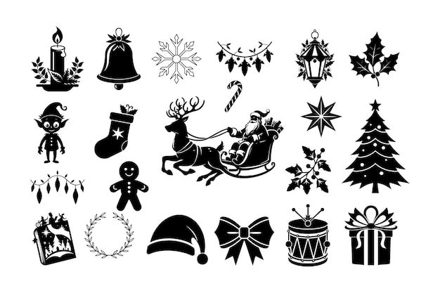 Vector christmas icon silhouette vector illustration christmas icon bundle christmas icon image