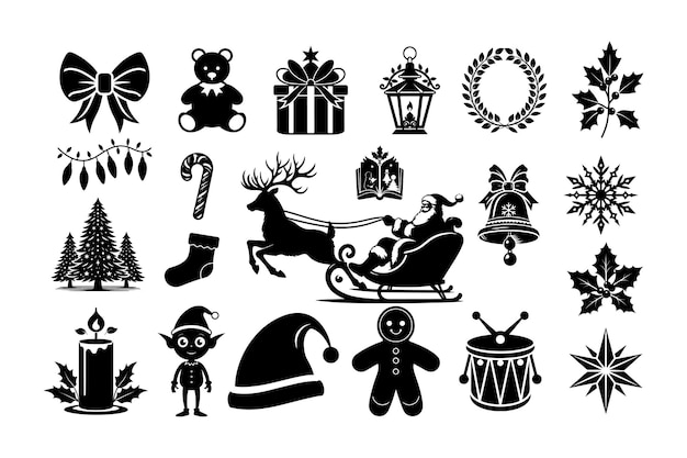 Vector christmas icon silhouette vector illustration christmas icon bundle christmas icon image