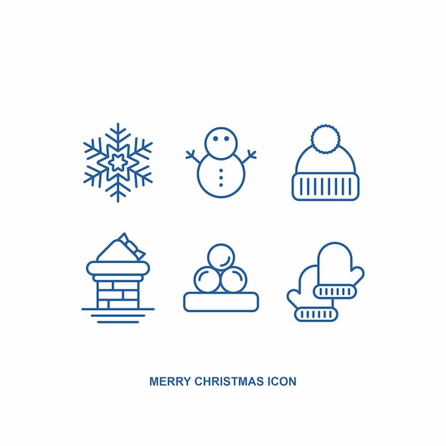 Christmas icons pack in blue and white color