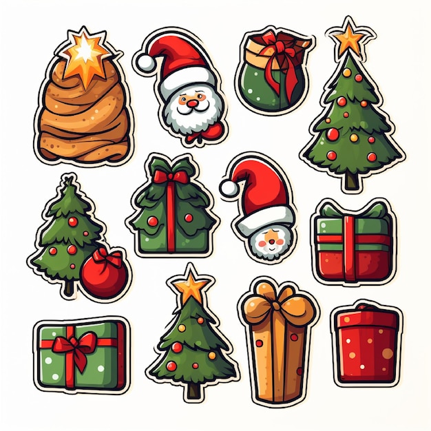 Christmas Icons Set Christmas Bundle Elements Vector