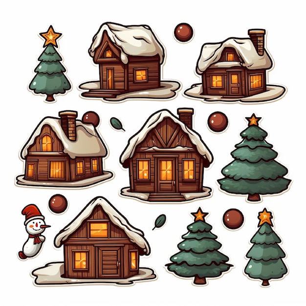 Christmas Icons Set Christmas Bundle Elements Vector