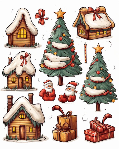 Christmas Icons Set Christmas Bundle Elements Vector