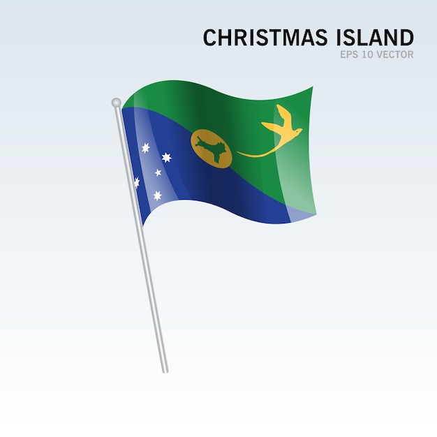 Christmas Island waving flag isolated on gray background