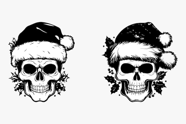 Vector christmas jester skull vector art design