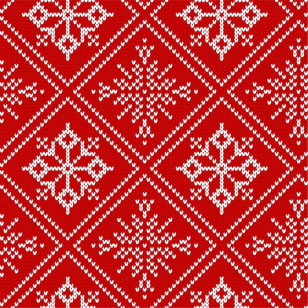 Christmas knit geometric ornament. Knitted textured seamless pattern