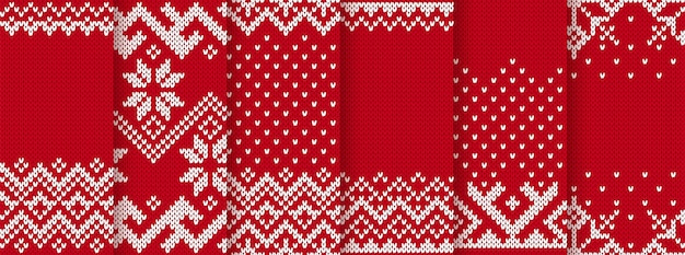 Christmas knit red prints. Seamless pattern. Vector illustration.