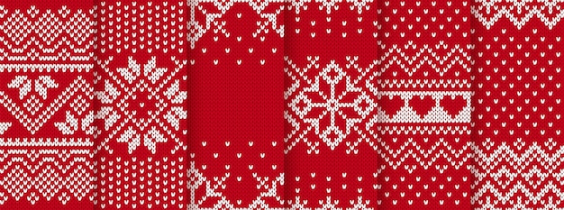 Christmas knit red prints. Seamless pattern. Vector illustration.