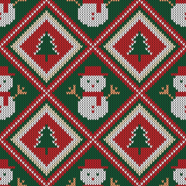 Christmas knitted seamless pattern. 