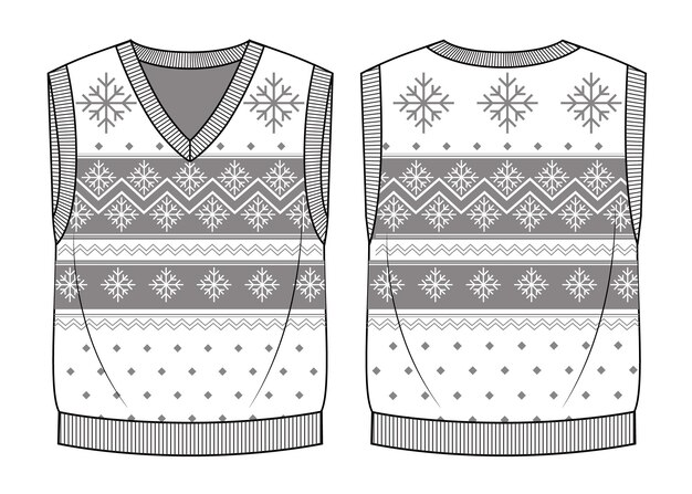 Vector christmas knitted vest with xmas pattern