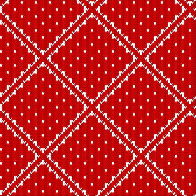 Christmas knitting seamless pattern with geometrical ornament. Traditional christmas knitted ornamental pattern.