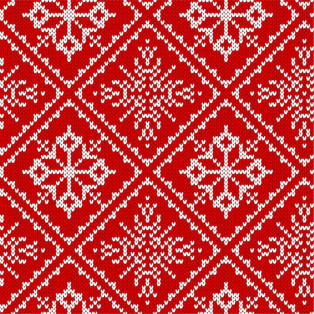 Christmas knitting seamless pattern with snowflakes.